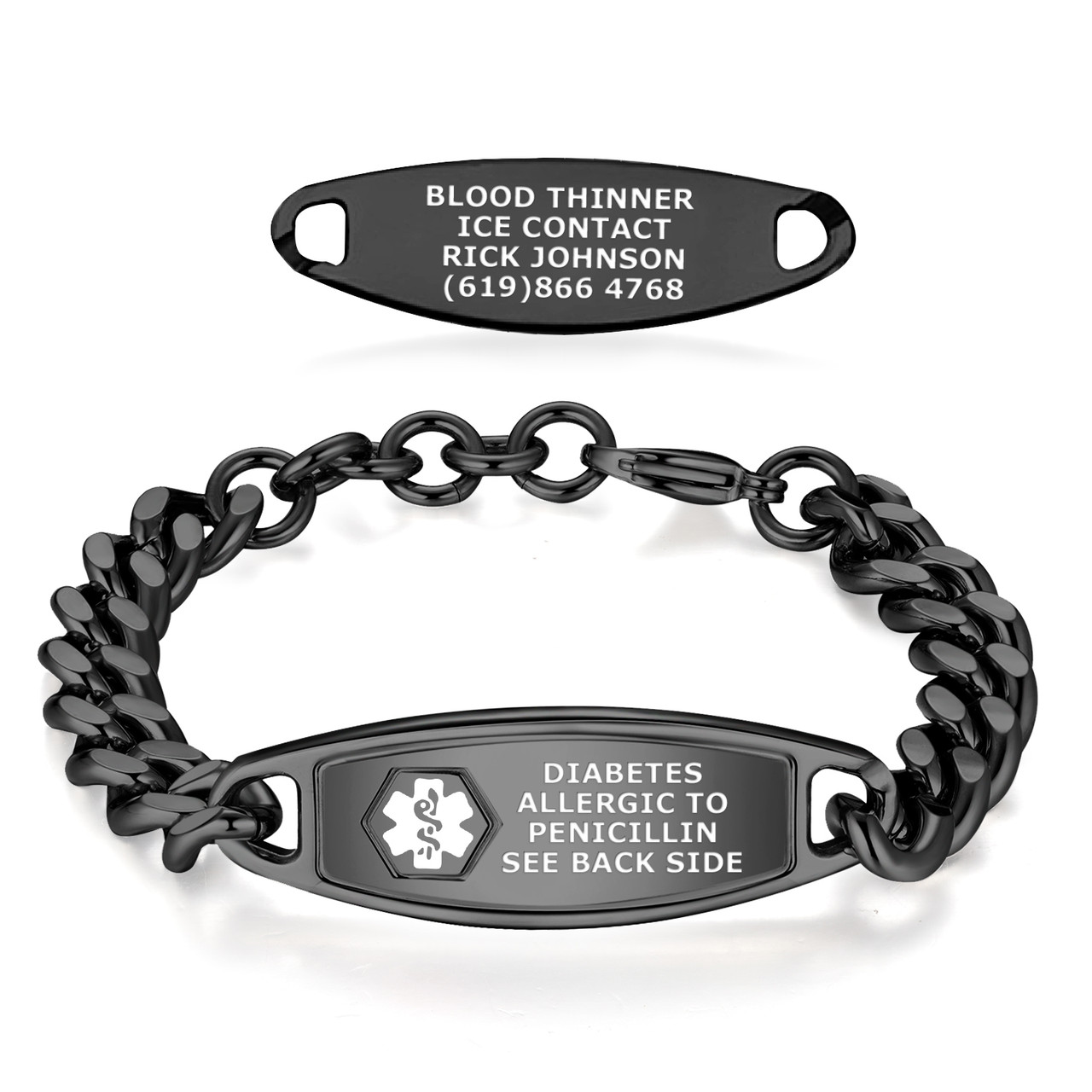 Steelman Custom Engraved Adjustable Medical Alert Bracelets