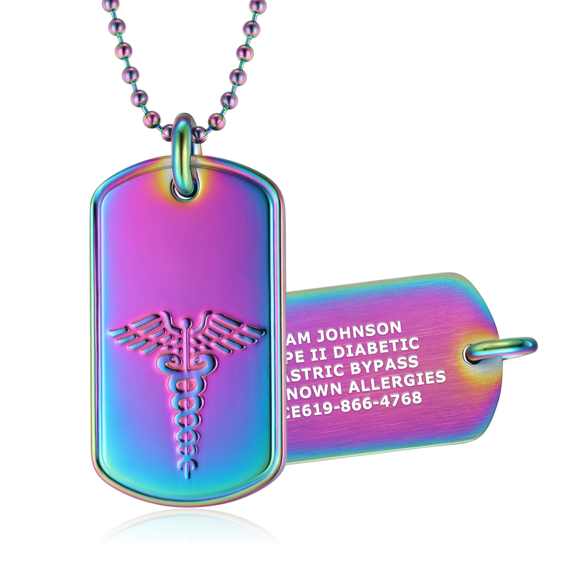 Classic High Relief Tag Medical ID Necklace